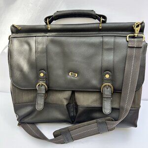 Solo New York Thompson 15.6” Laptop Briefcase Messenger Bag Black Brown